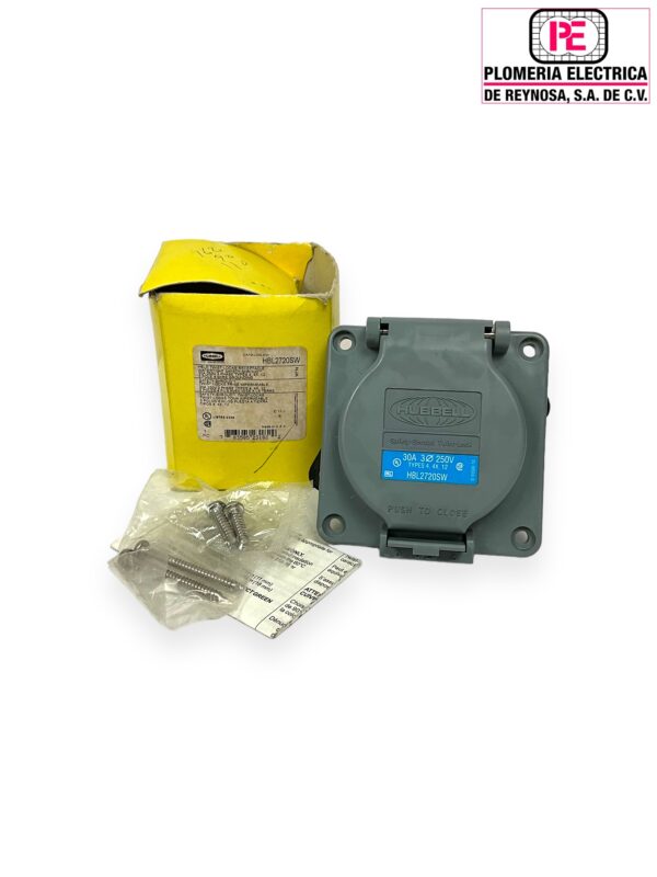 Contacto Fijo Seg 30A 3P 4H 250V A P/AGUA HUBBELL