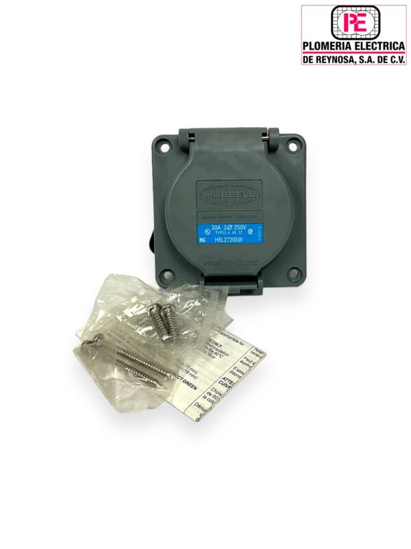 Contacto Fijo Seg 30A 3P 4H 250V A P/AGUA HUBBELL - Imagen 2