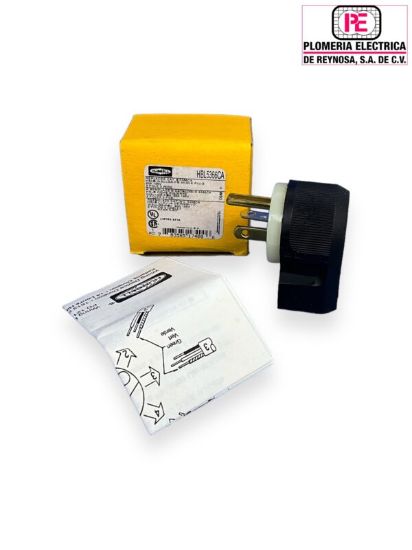 Clavija 20A 2P 3H 125V NGO/BCO HUBBELL - Imagen 3